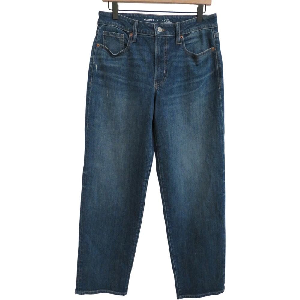 Old Navy Women Sz 8 O.G. Loose High Rise Jeans Blue Denim Relaxed Straight Leg